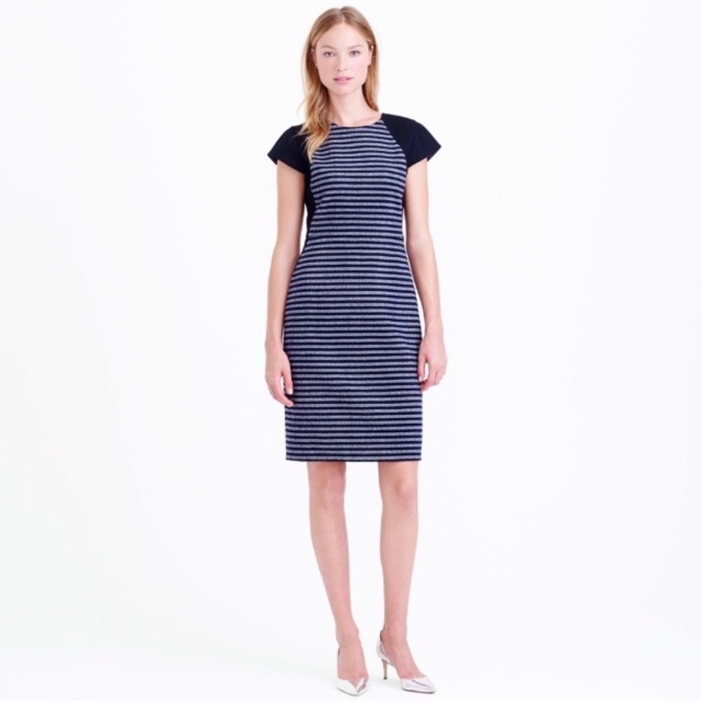 J. Crew Suiting Wool Stripe Cap Sleeve Sheath Dress - Size 2T 2 Tall
